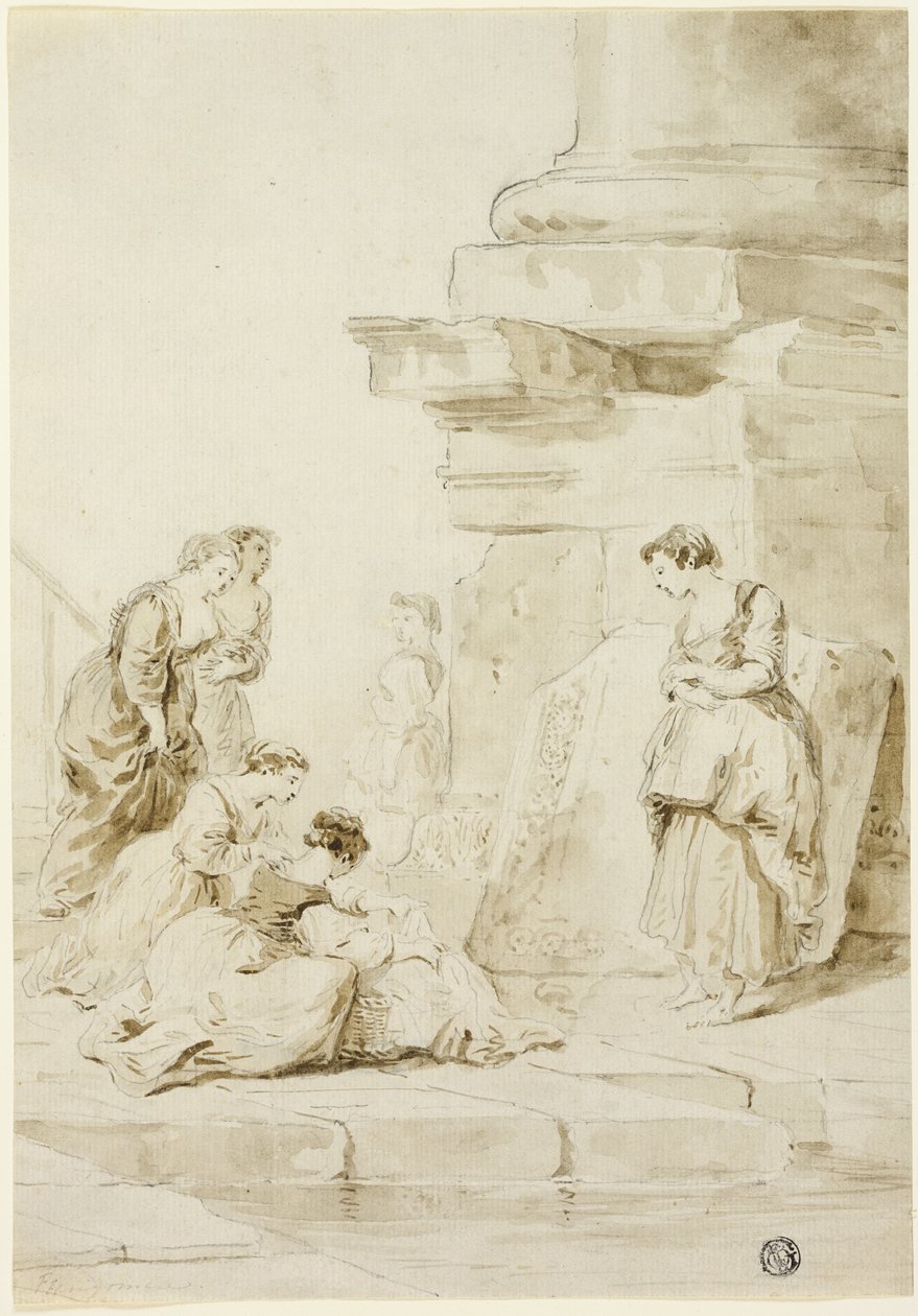 Moses frelst fra vannet av Hubert Robert
