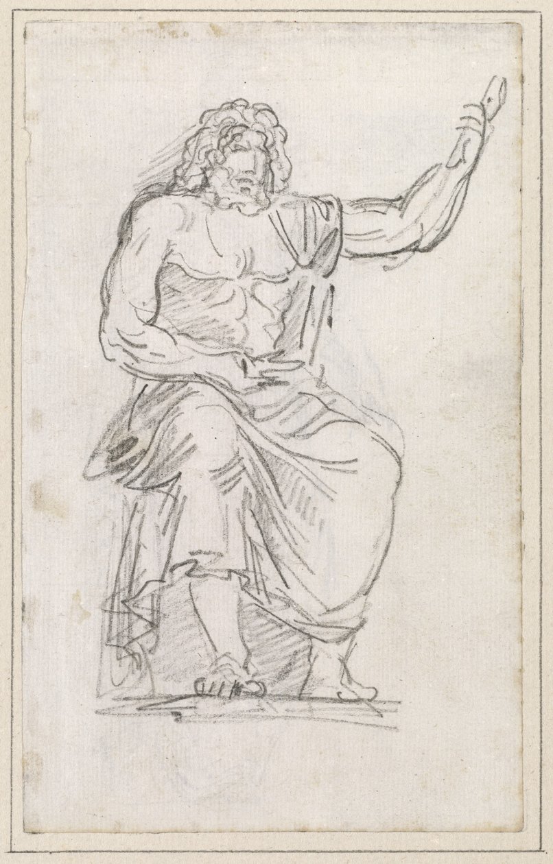 Statue av Jupiter, sittende [recto] av Hubert Robert