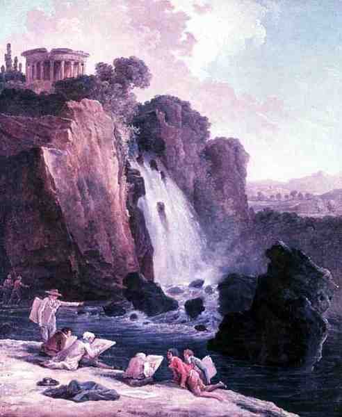 The Sketching Party (olje på lerret) av Hubert Robert
