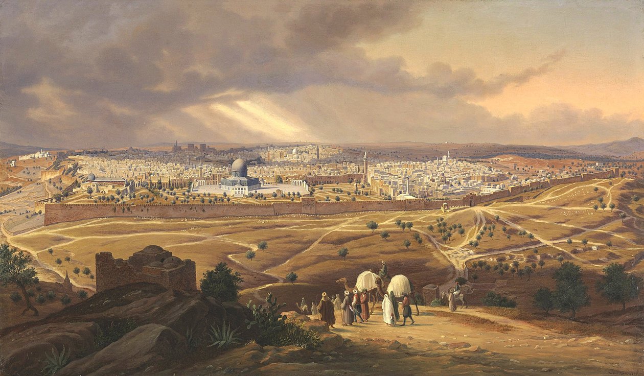 Utsikt over Jerusalem, 1847 av Hubert Sattler