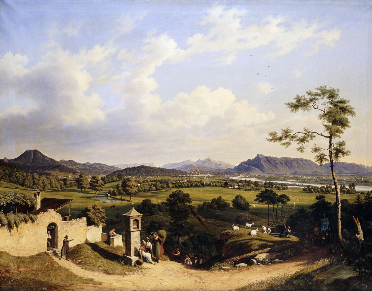 Utsikt over Salzburg; Utsikt over Salzburg, 1847 av Hubert Sattler