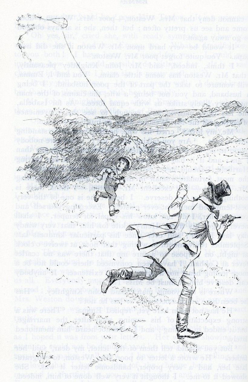 "Mr Knightley flyr en drage" av Hugh Thomson