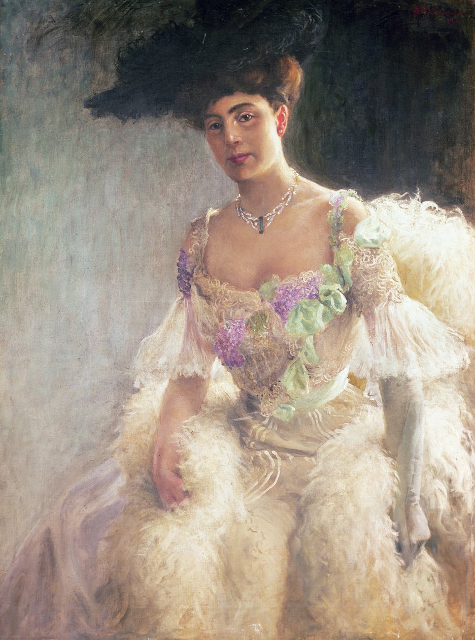 Portrett av en dame i aftenkjole, 1903 av Hugo Elias Bachmanssen