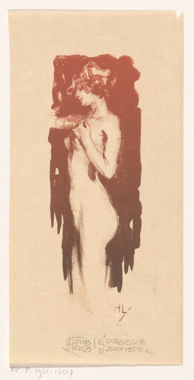 stående naken kvinne av Huib Luns (signed by artist)