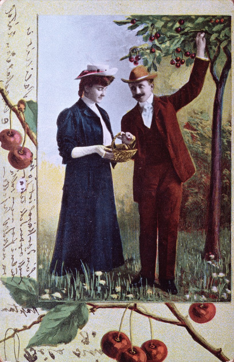 Par plukker kirsebær, ca. 1908 av Hungarian School