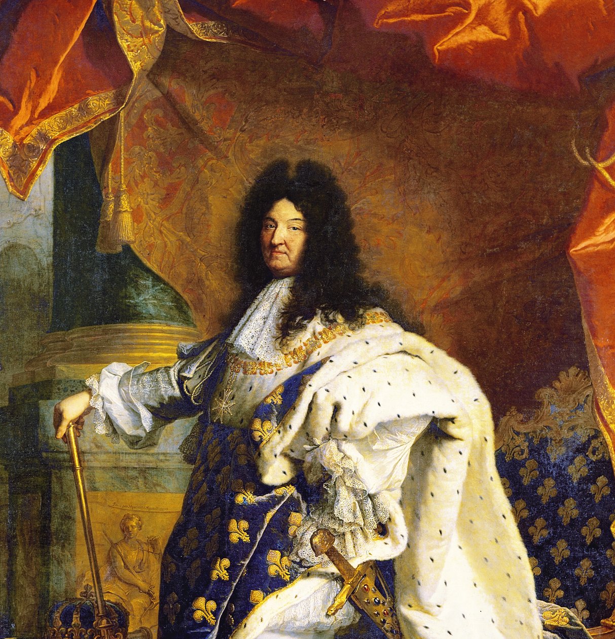 Louis XIV i kongelig drakt, 1701 (detalj av 59867) av Hyacinthe Francois Rigaud