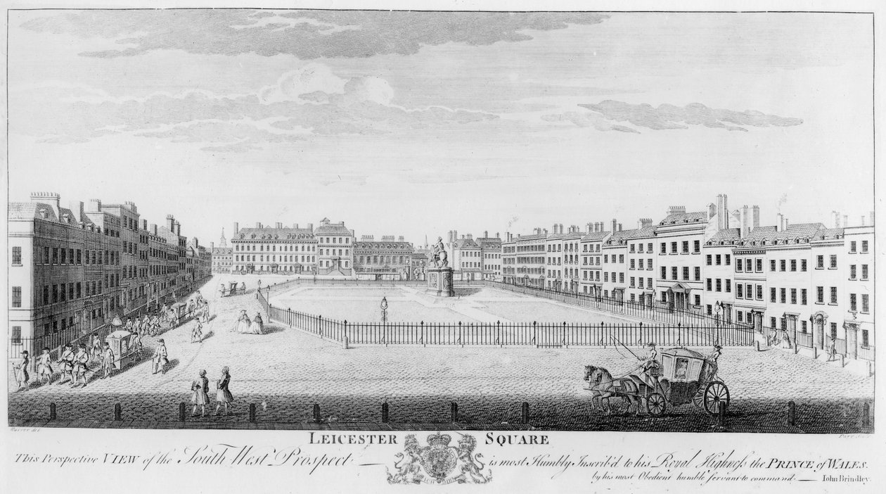 Leicester Square, 1753 av I. after Maurer