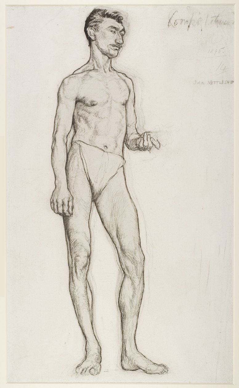 En studie av en mannlig nakenfigur av Ida Margaret Nettleship