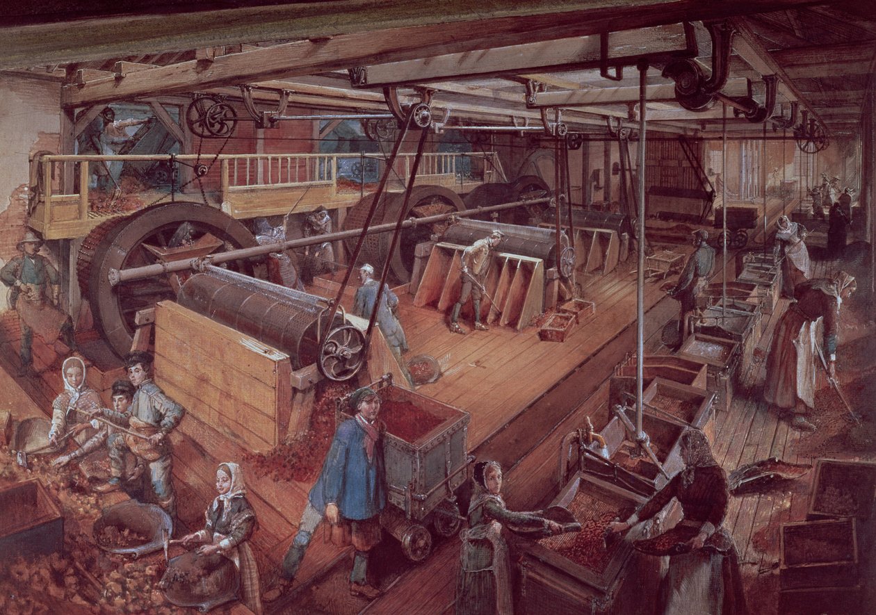 Coal Riddling-verksted, ved gruvene til Blanzy, ca. 1860 av Ignace Francois Bonhomme