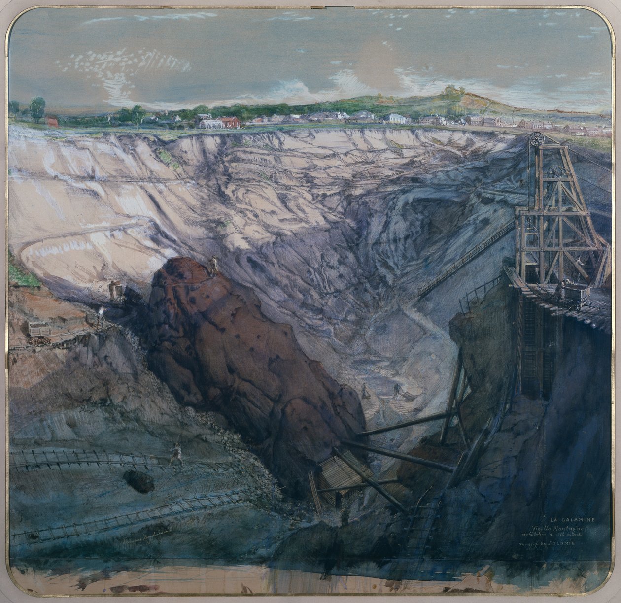 La Calamine, La Vieille Montagne, Dagbrudd, Massif de Dolomie, 1857 av Ignace Francois Bonhomme