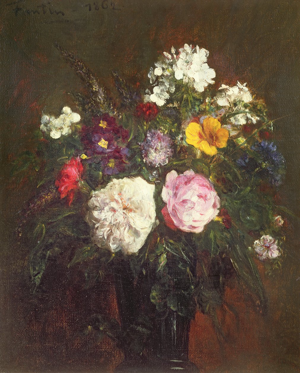 Roses and Phlox, 1862 av Ignace Henri Jean Fantin Latour