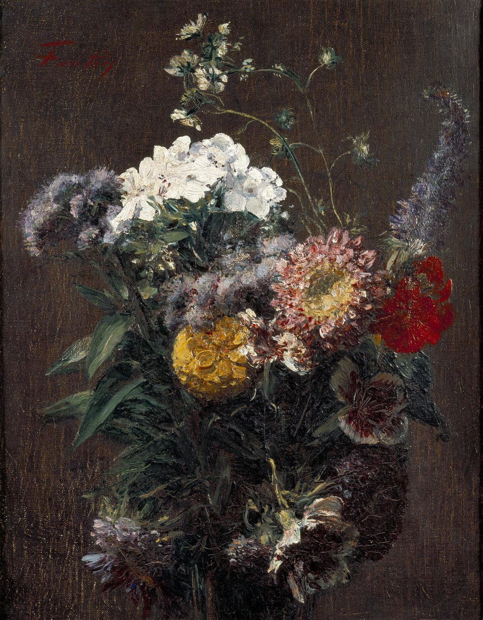 Stilleben: blandede blomster av Ignace Henri Jean Fantin Latour