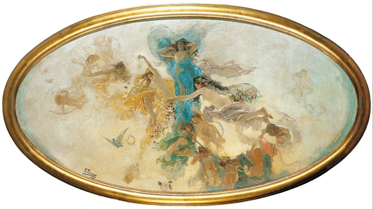 Nymfer og Amor (skisse) av Ignacio Pinazo Camarlench