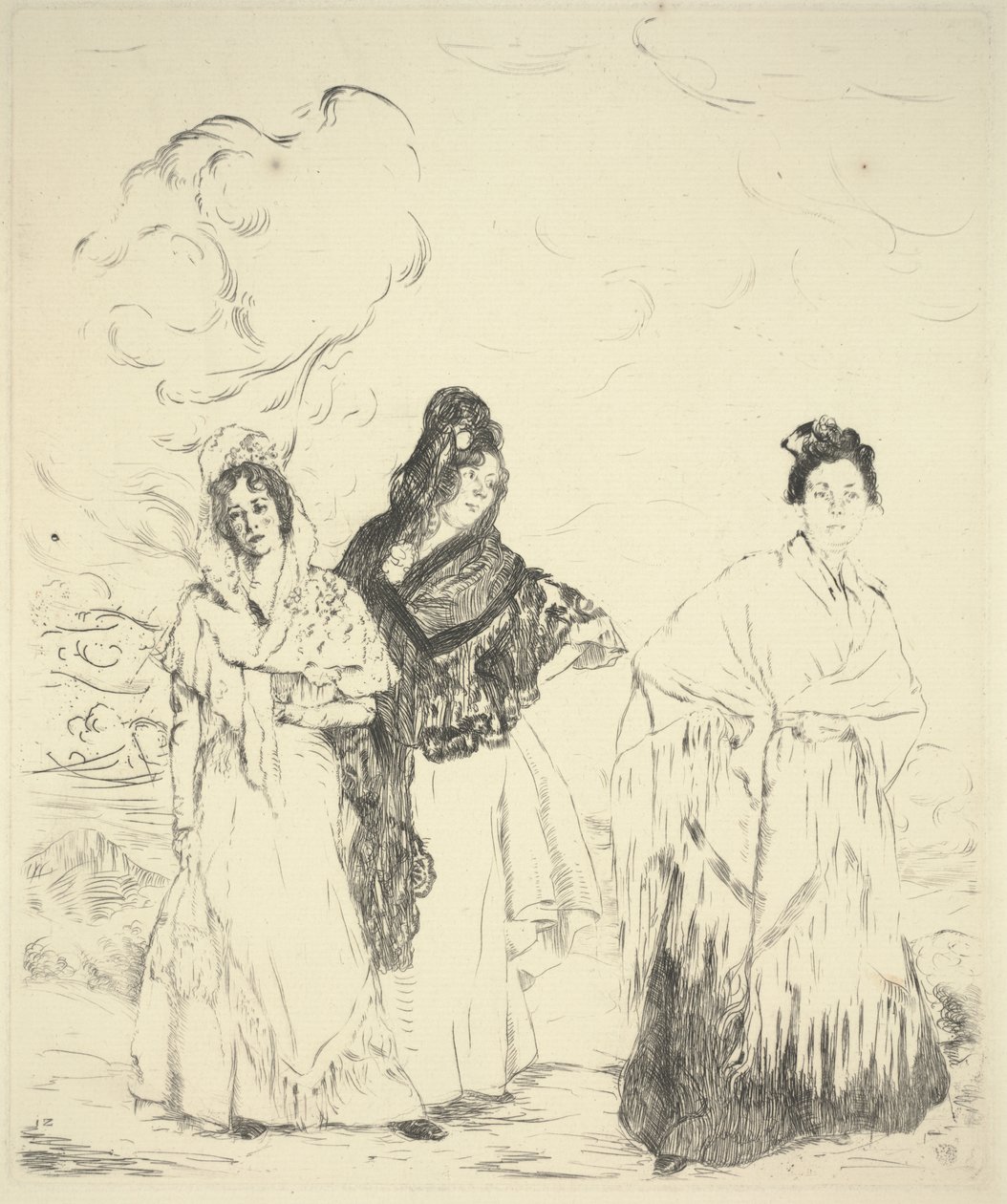 Las Manolas, ca. 1899 (tørrpunkt) av Ignacio Zuloaga y Zabaleta