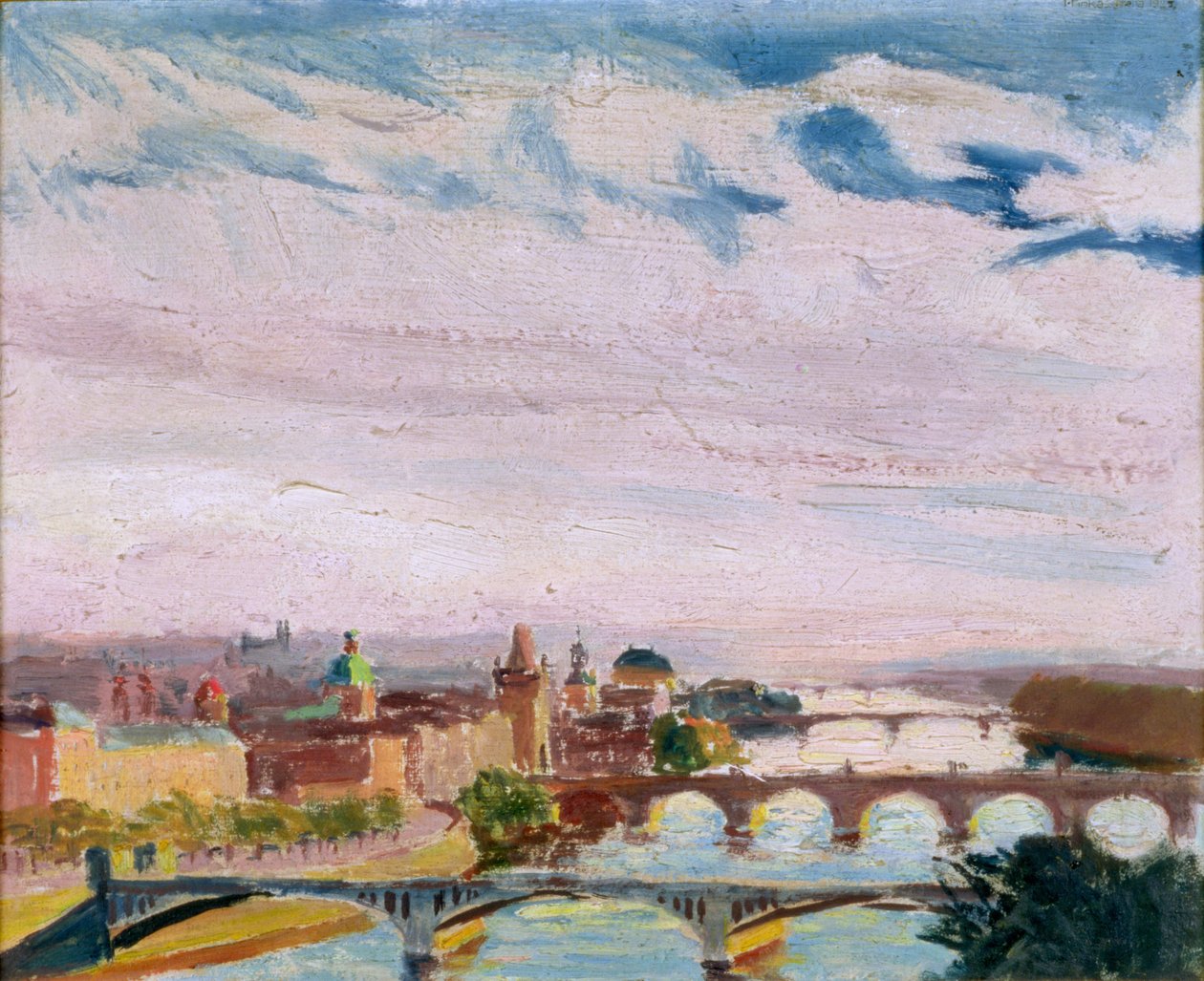 Utsikt over Praha fra Letna, 1925 (olje på papp) av Ignacy Pinkas