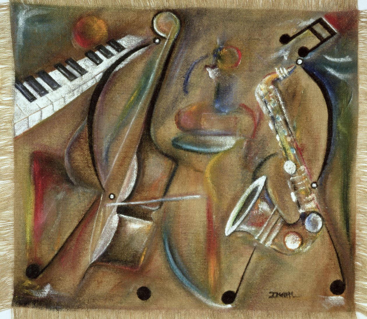 Burlap Sax (olje på burlap) av Ikahl Beckford