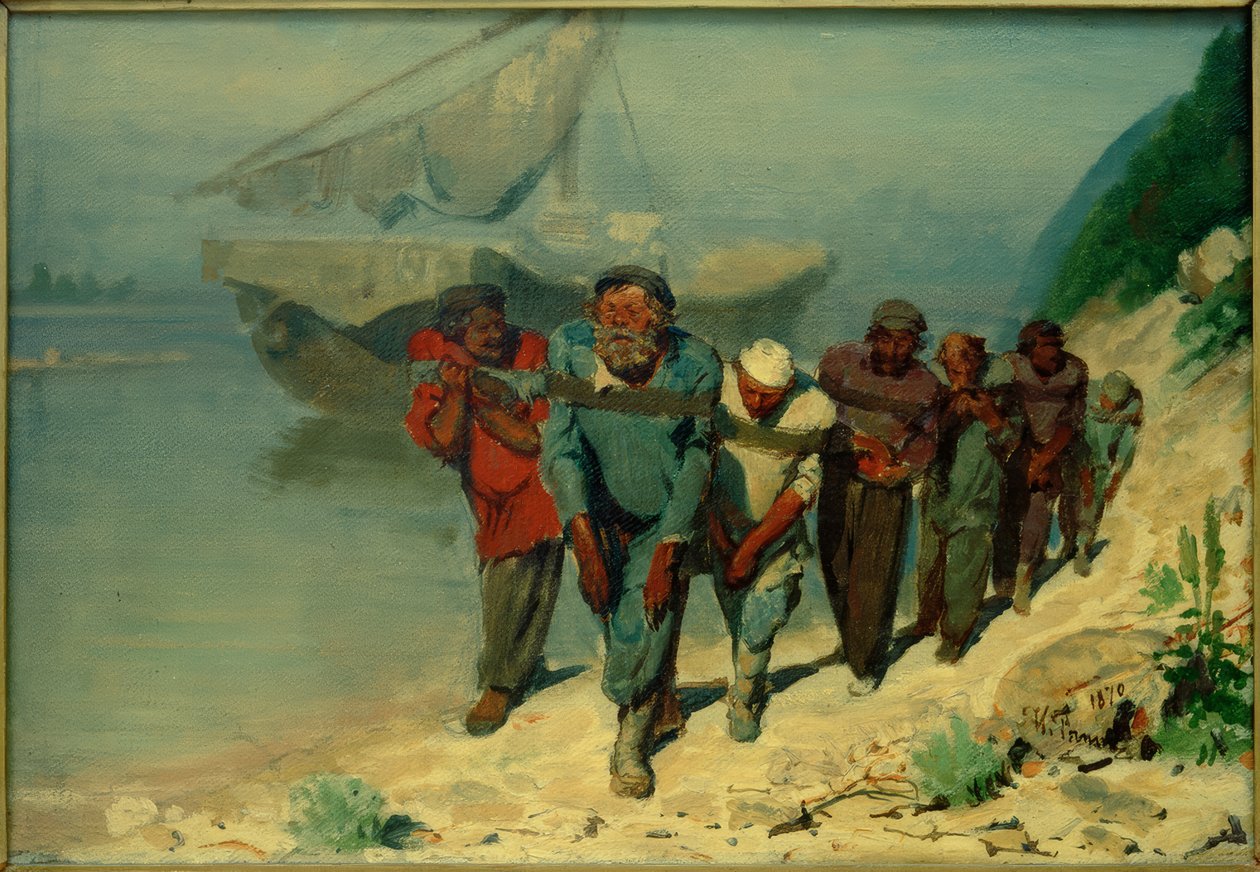 Studie om The Wolgatreidler av Ilya Efimovich Repin