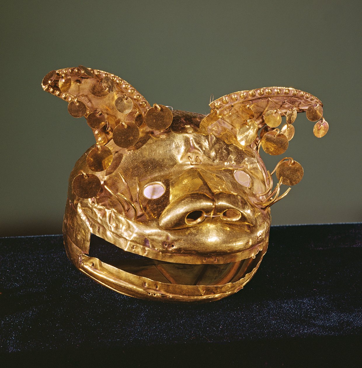 Jaguar hjelmmaske (gull) av Incan