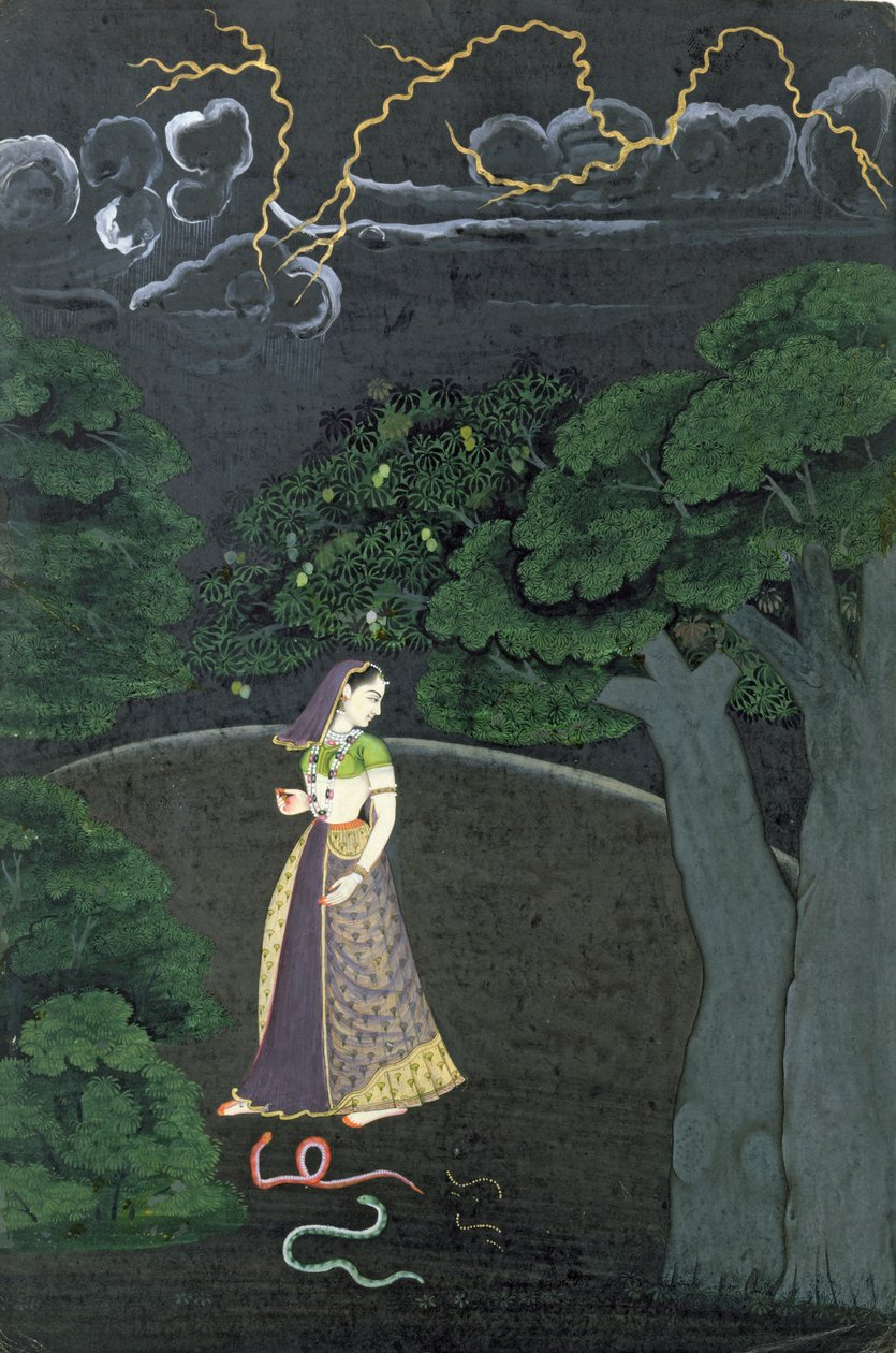 En dame på vei til en prøvetur, Guler, ca. 1760 av Indian School