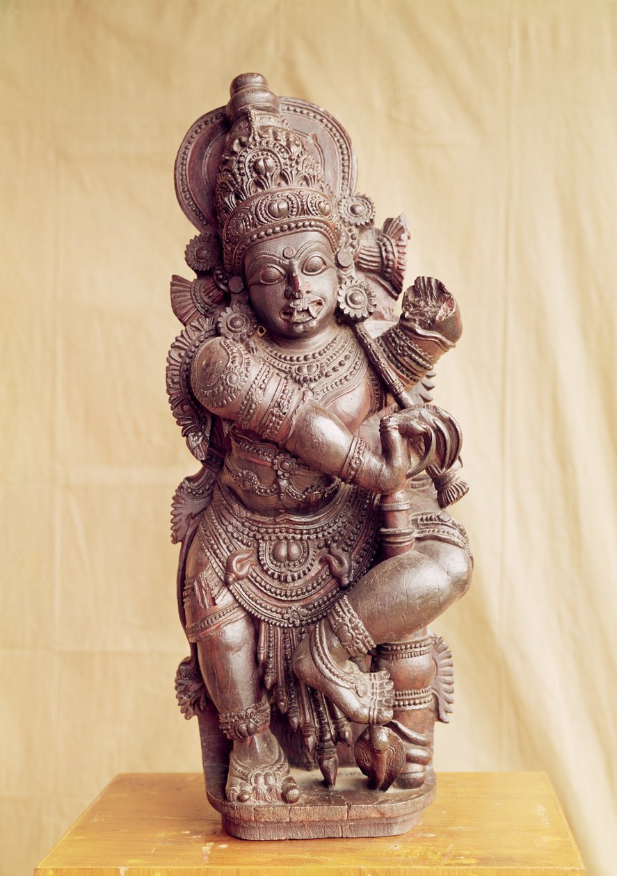 Durga, fra Sør-India (tre) av Indian School