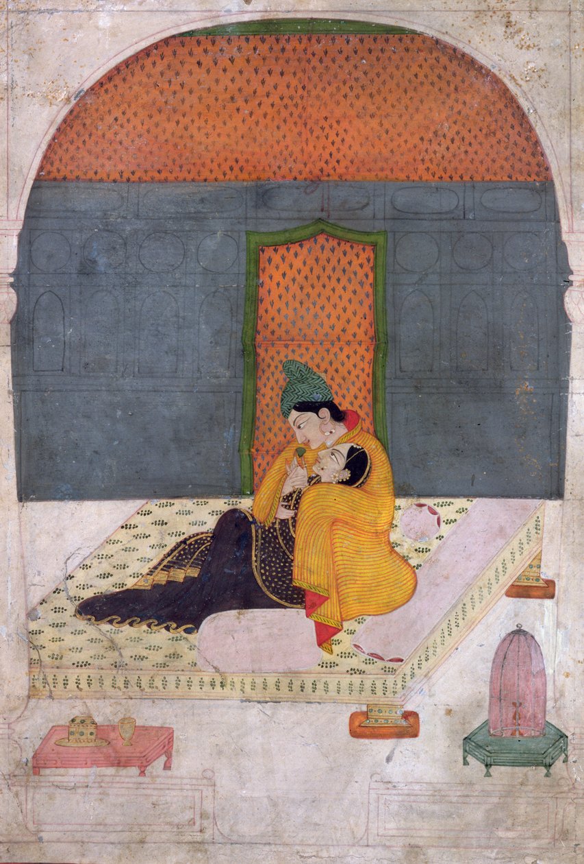 Elskere på en terrasse, Garhwal, ca. 1780-1800 av Indian School