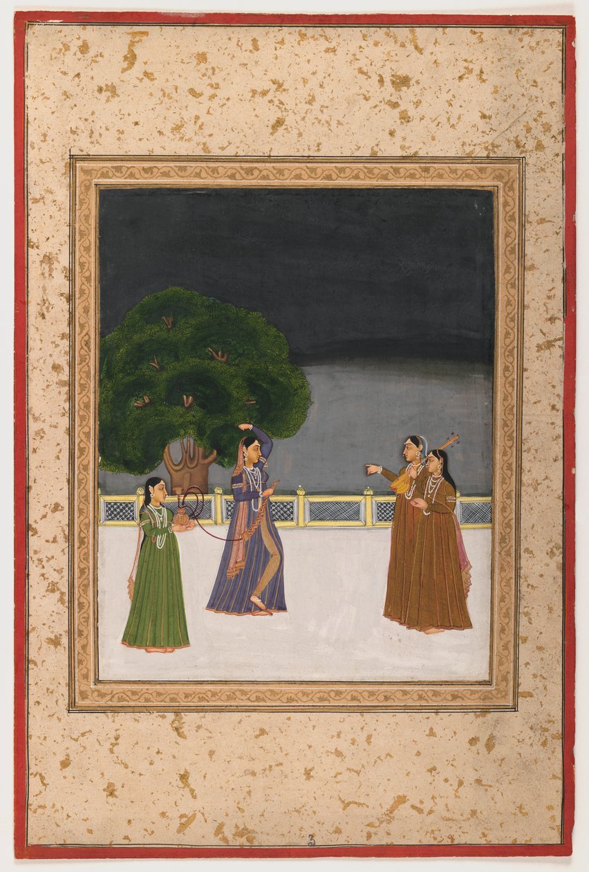 Miniatyrmaleri, sent 1700-1800-tall (wc på papir) av Indian School