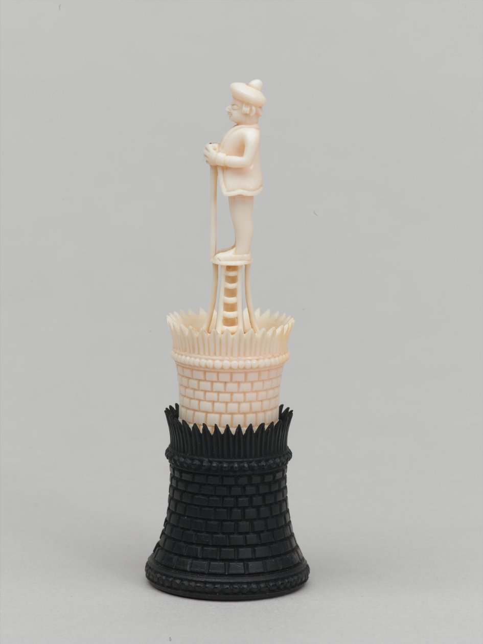 Svart tårn, sjakkbrikke, India, 1820 ca av Indian School