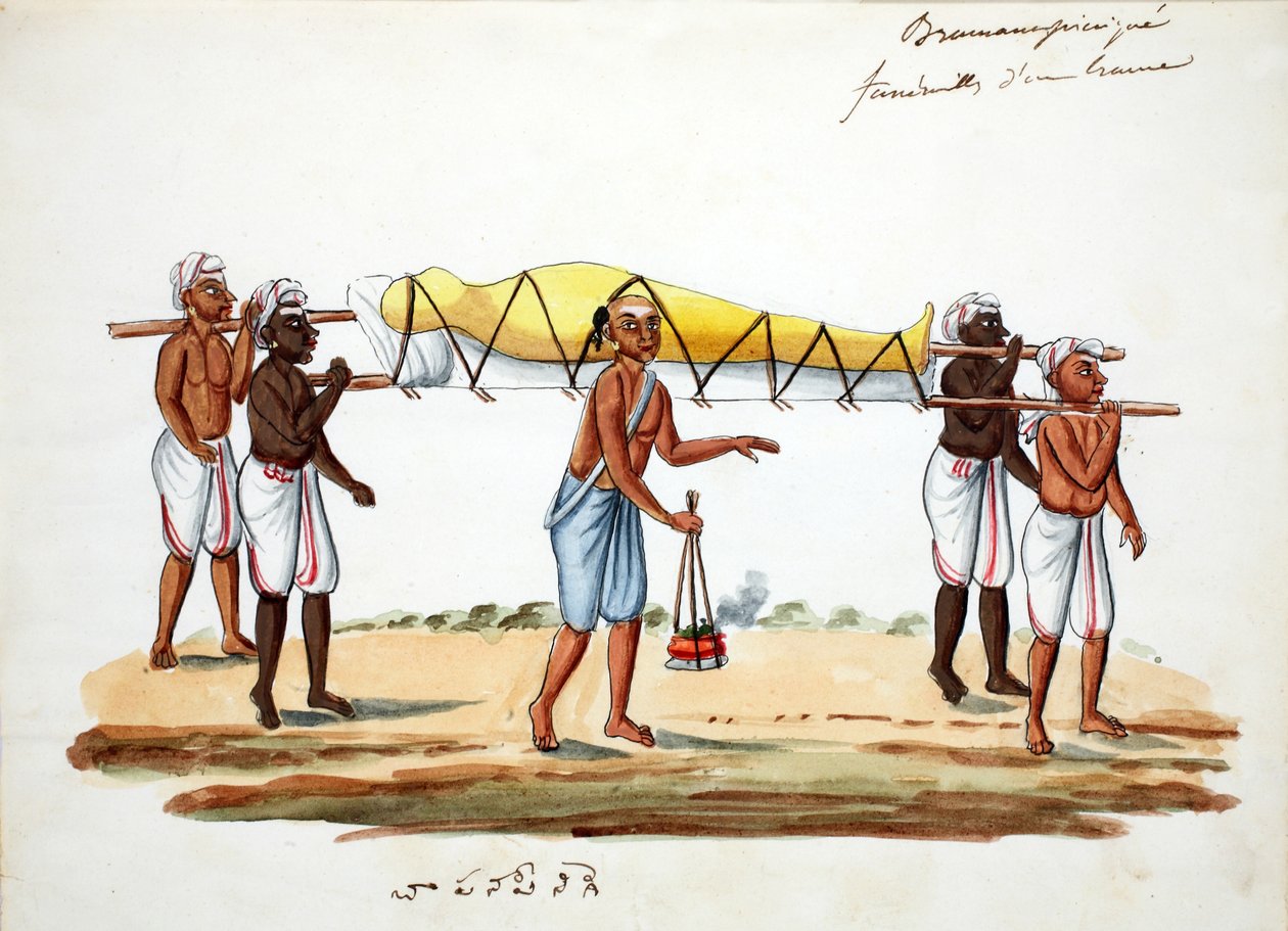 Brahman begravelsesprosesjon (wc på papir) av Indian School