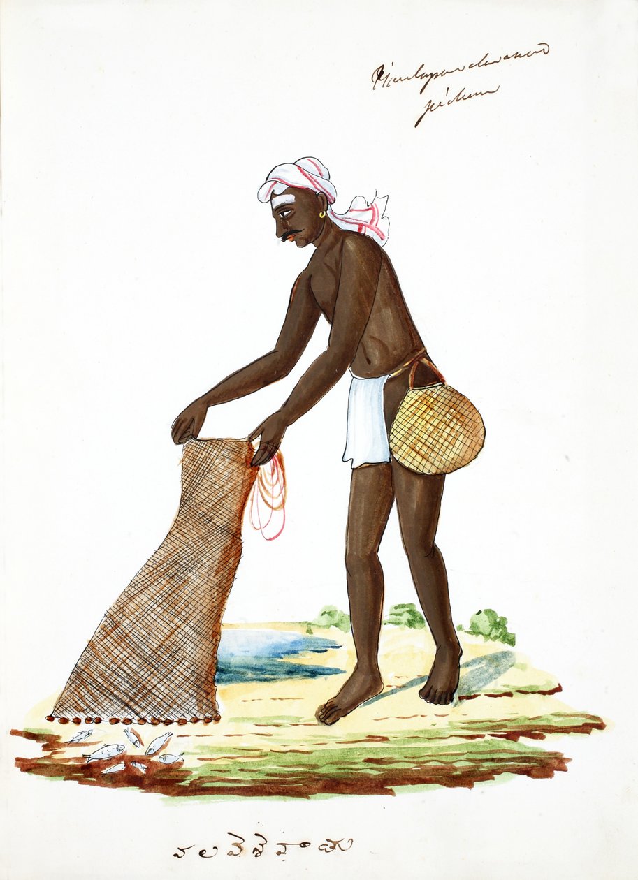 Fisherman (wc på papir) av Indian School
