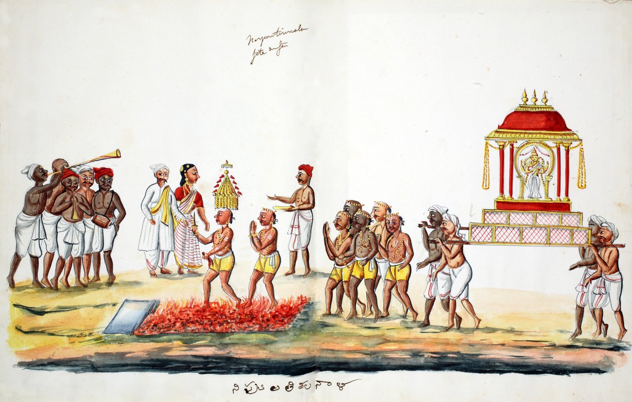 Hinduisk ildvandringsseremoni (wc på papir) av Indian School