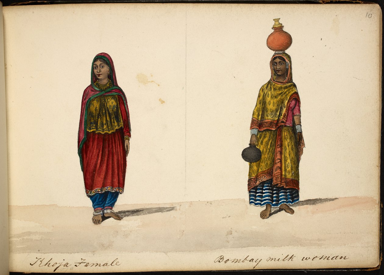Khoja kvinne; Bombay melkeselger av Indian School