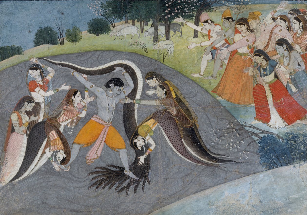 Krishna underkuer Kaliya, Snake Demon, ca. 1785 av Indian School