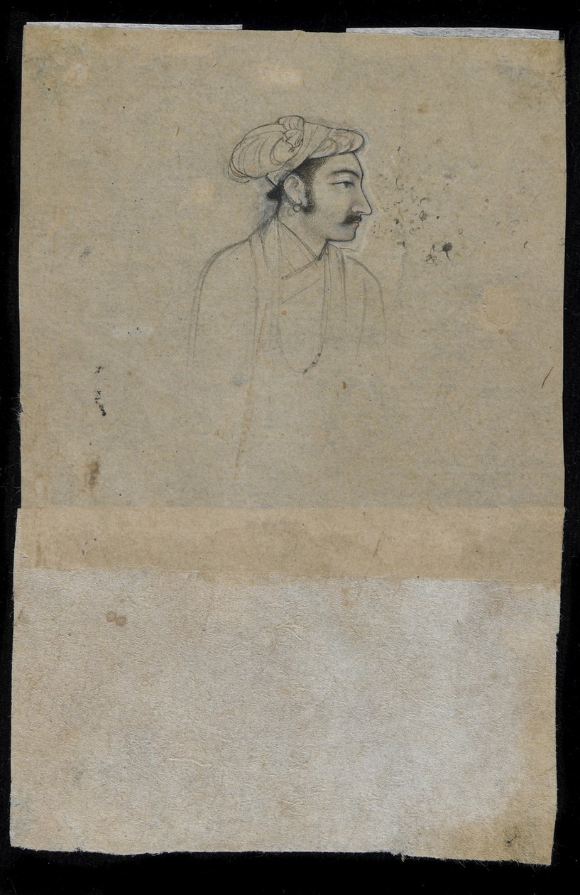 Sultan Khurram (Shah Jahan) (blekk på papir) av Indian School