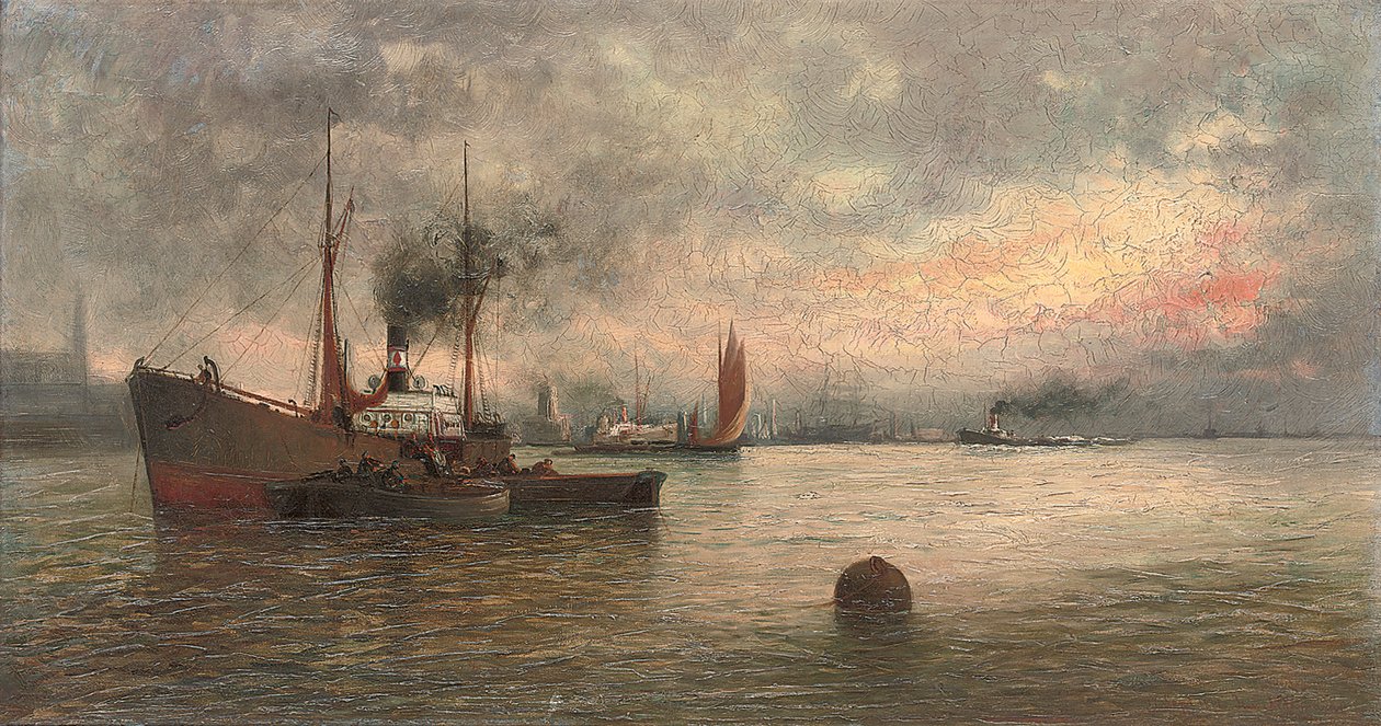 Lossing av last i en havn, 1871 av Ioannis Altamouras