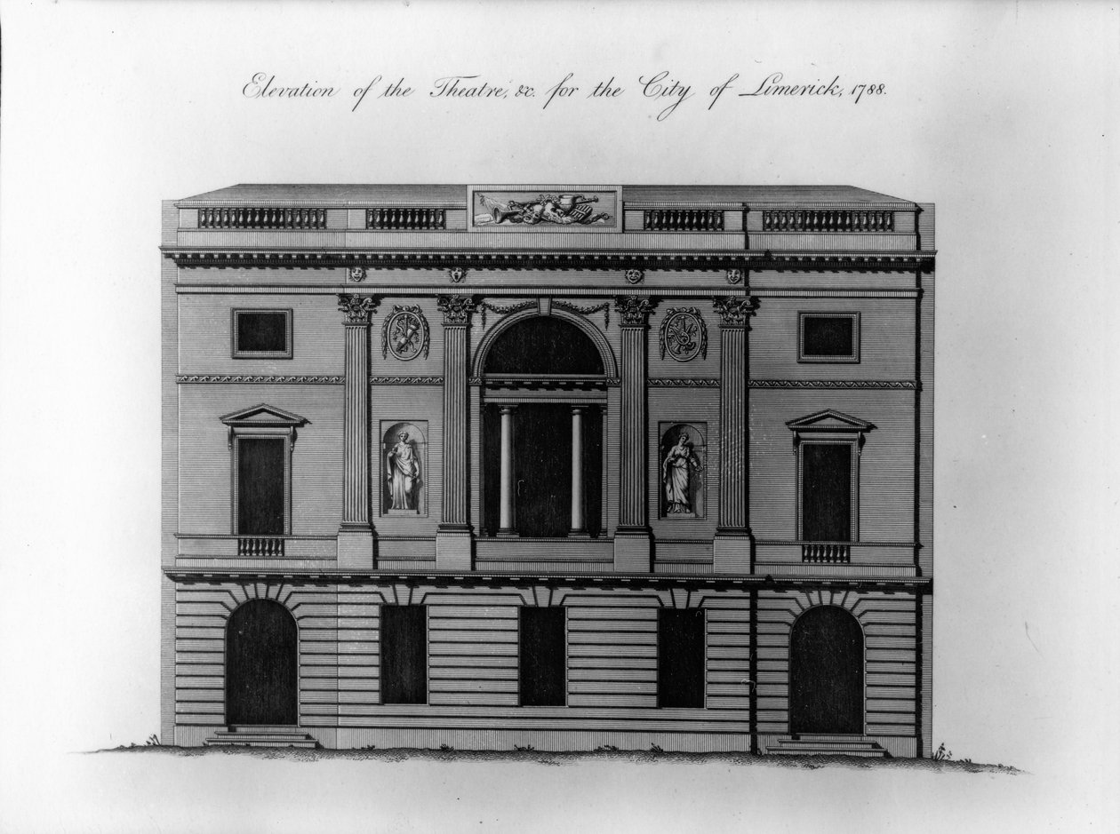 Forhøyning av teateret, undc. for byen Limerick, 1788 av Irish School