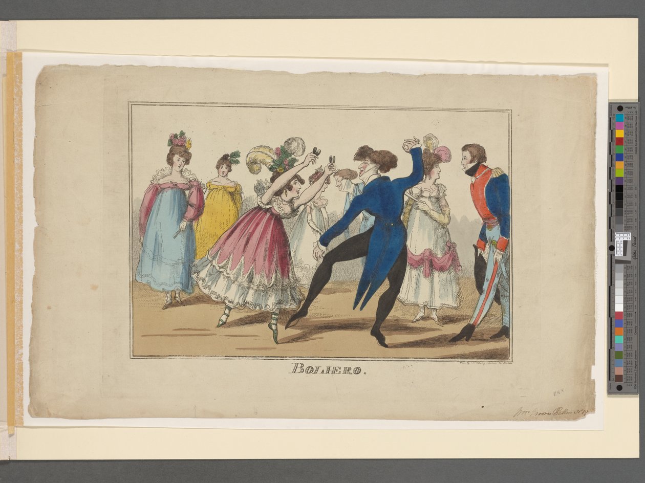 Boliero, ca. 1800-09 (håndfarget gravering) av Irish School