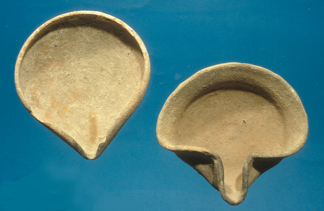 Israelitiske oljelamper (terrakotta) av Iron Age