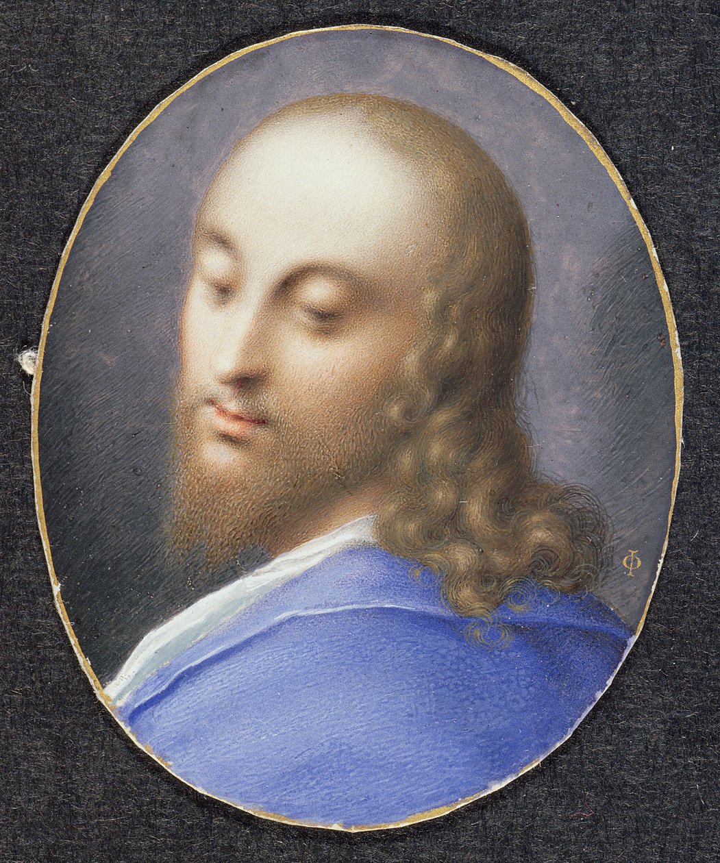 Jesus Kristus, ca. 1610 (wc på vellum på kort) av Isaac Oliver