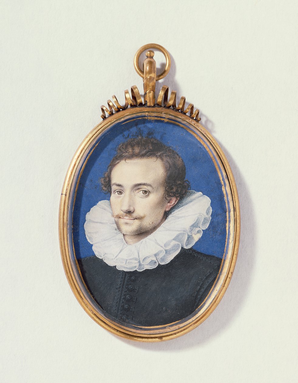 Portrett av en mann i svart, ca. 1590-1600 (wc på vellum) av Isaac Oliver