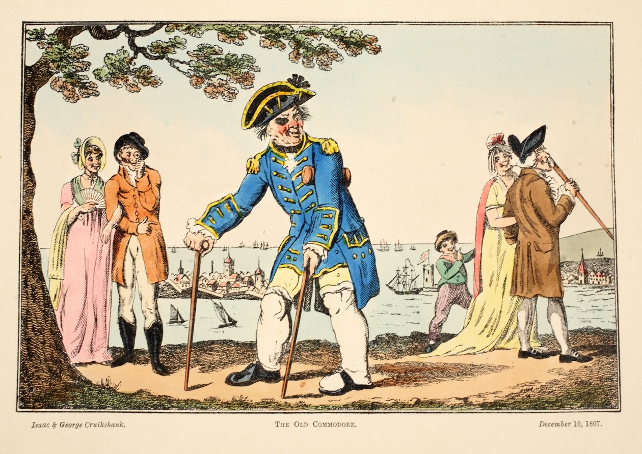 The Old Commodore, 1807 (håndfarget gravering) av Isaac, Robert and George Cruikshank
