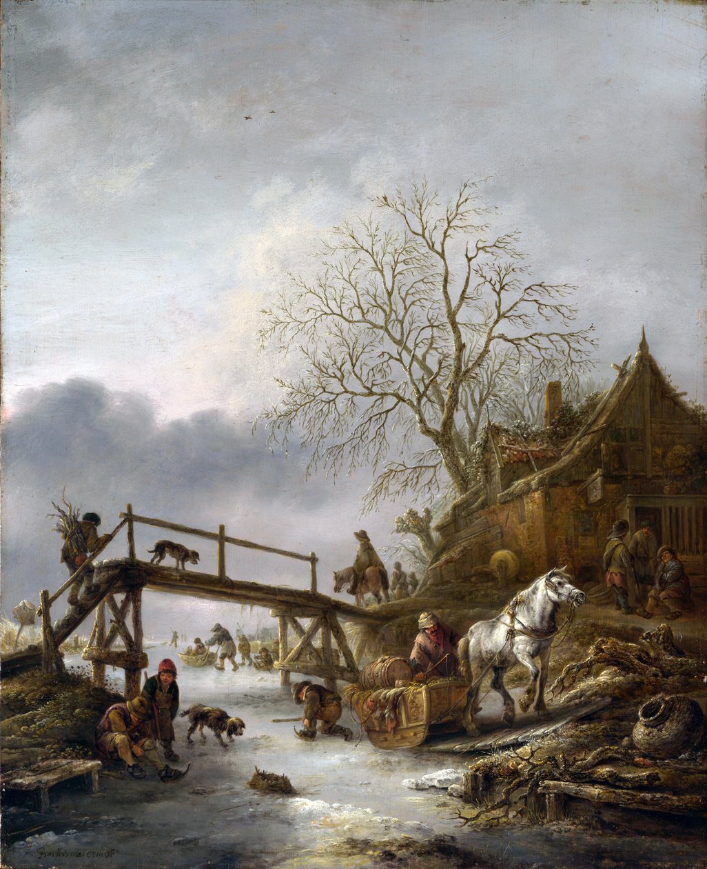 En vinter scene av Isaac van Ostade