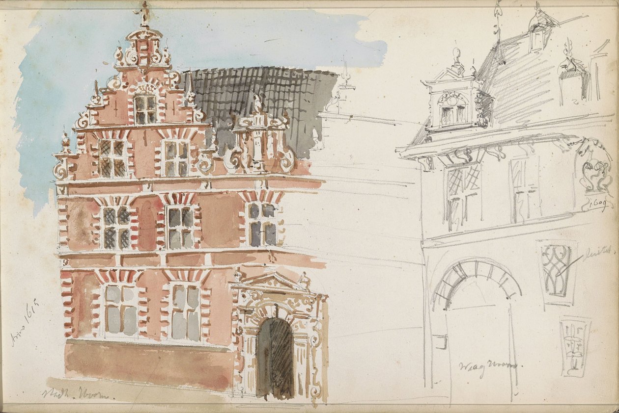 Rådhuset og Waag i Hoorn av Isaac Gosschalk