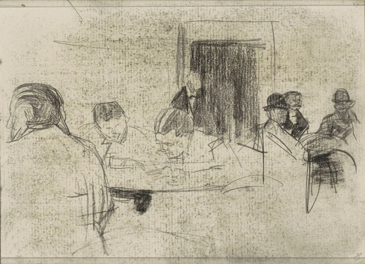 Menn ved bord, eventuelt på kafé av Isaac Israels