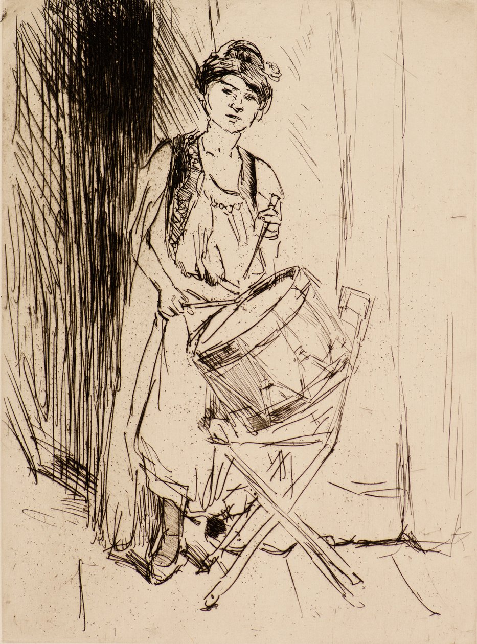 Damen med trommelen (etsing) av Isaac Israels