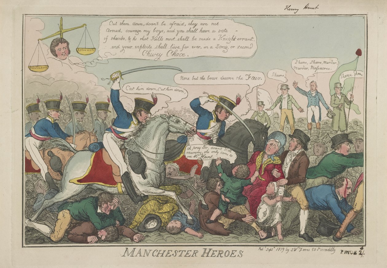 Manchester Heroes, 1819 av Isaac Robert Cruikshank