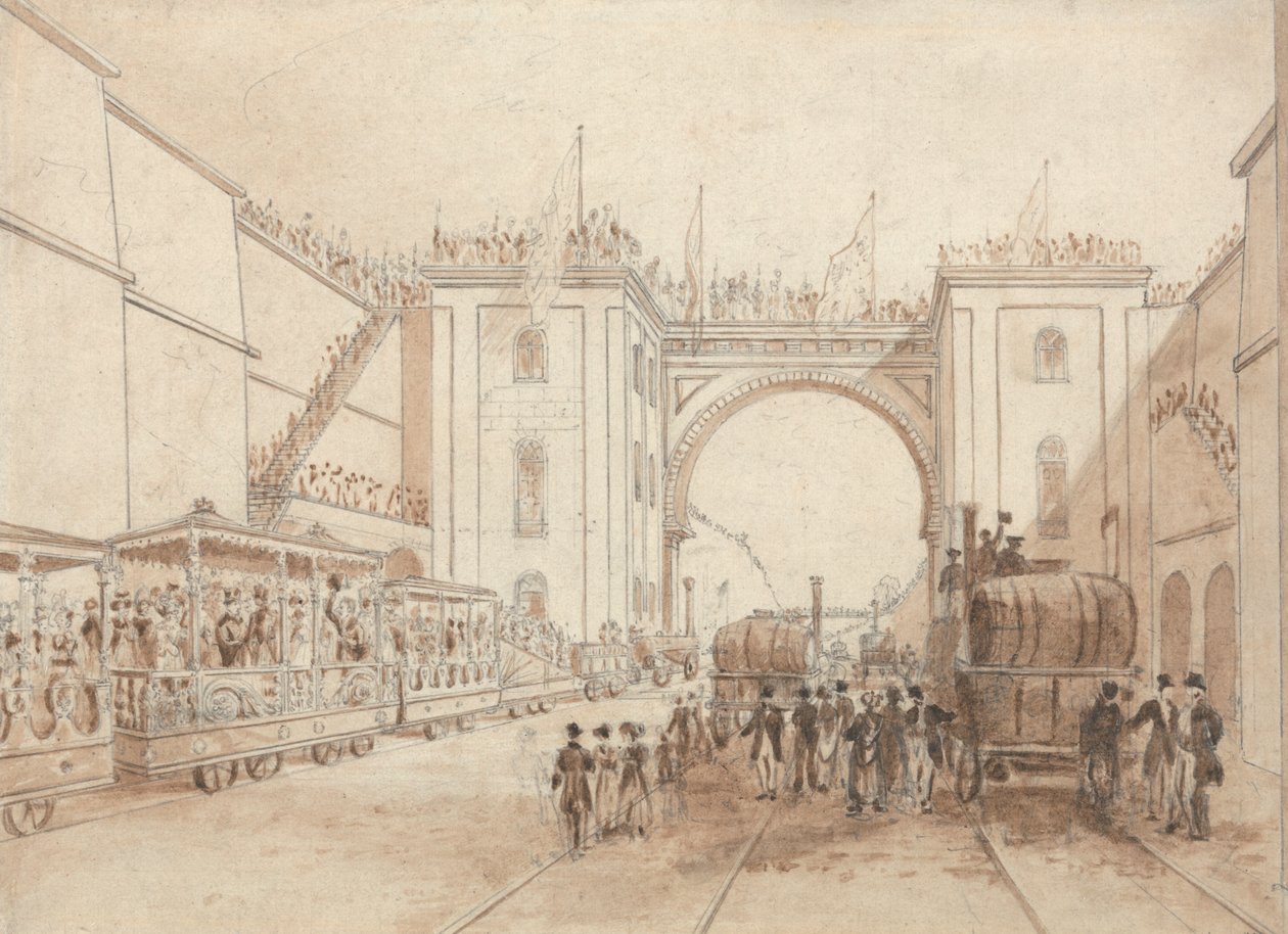 Åpning av Liverpool og Manchester Railway av Isaac Shaw