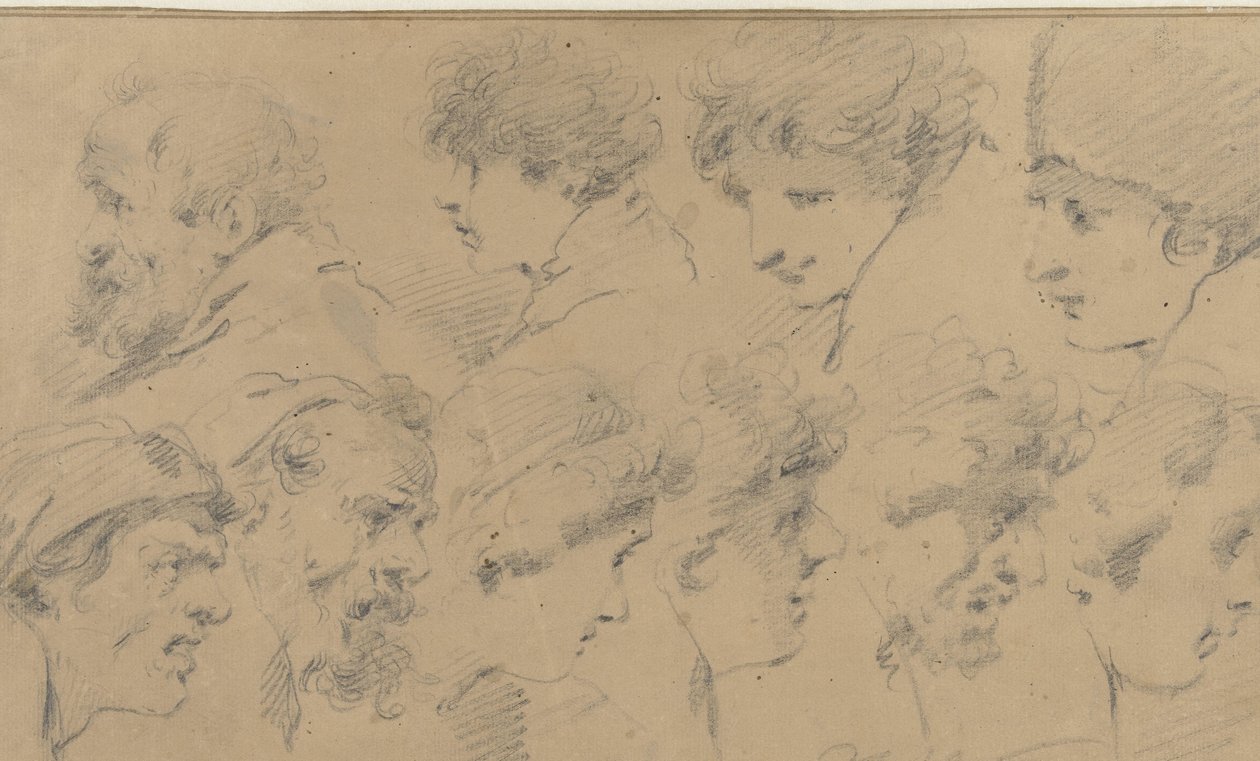 Studieark med ti hoder av Isaac Walraven (possibly)