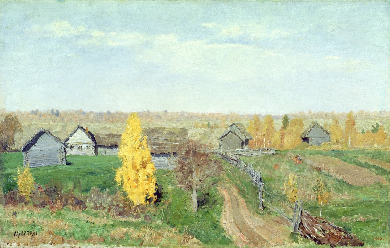 Gylden høst i landsbyen, 1889 av Isaak Ilyich Levitan