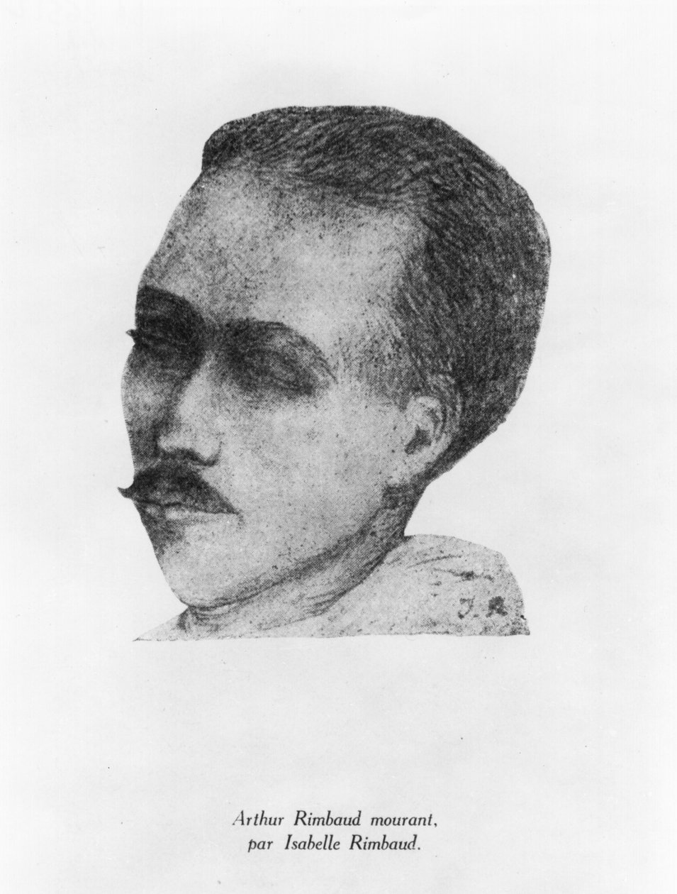 Arthur Rimbaud (1854-91) døende, 1891 (bw-bilde) av Isabelle Rimbaud