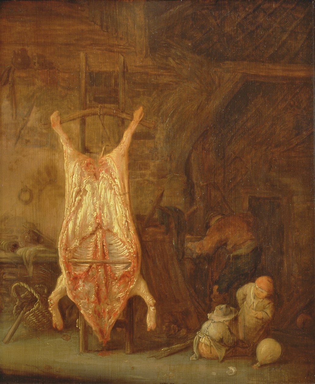 Griseslakting (olje på panel) av Isack van Ostade